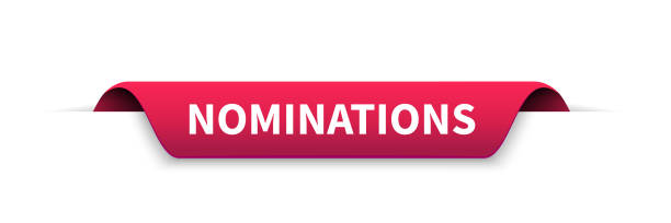 Nominations red banner. Sticker design template with Nominations text. Vector EPS 10. Isolated on white background.